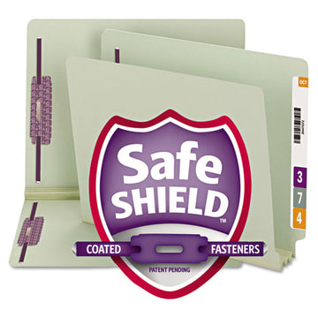 Smead® End Tab 3" Expansion Pressboard File Folders W-two Safeshield Coated Fasteners, Straight Tab, Letter Size, Gray-green, 25-box freeshipping - TVN Wholesale